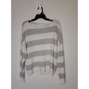 Cyrus Sweater Size XL Women's Soft Knit White and Gray Striped